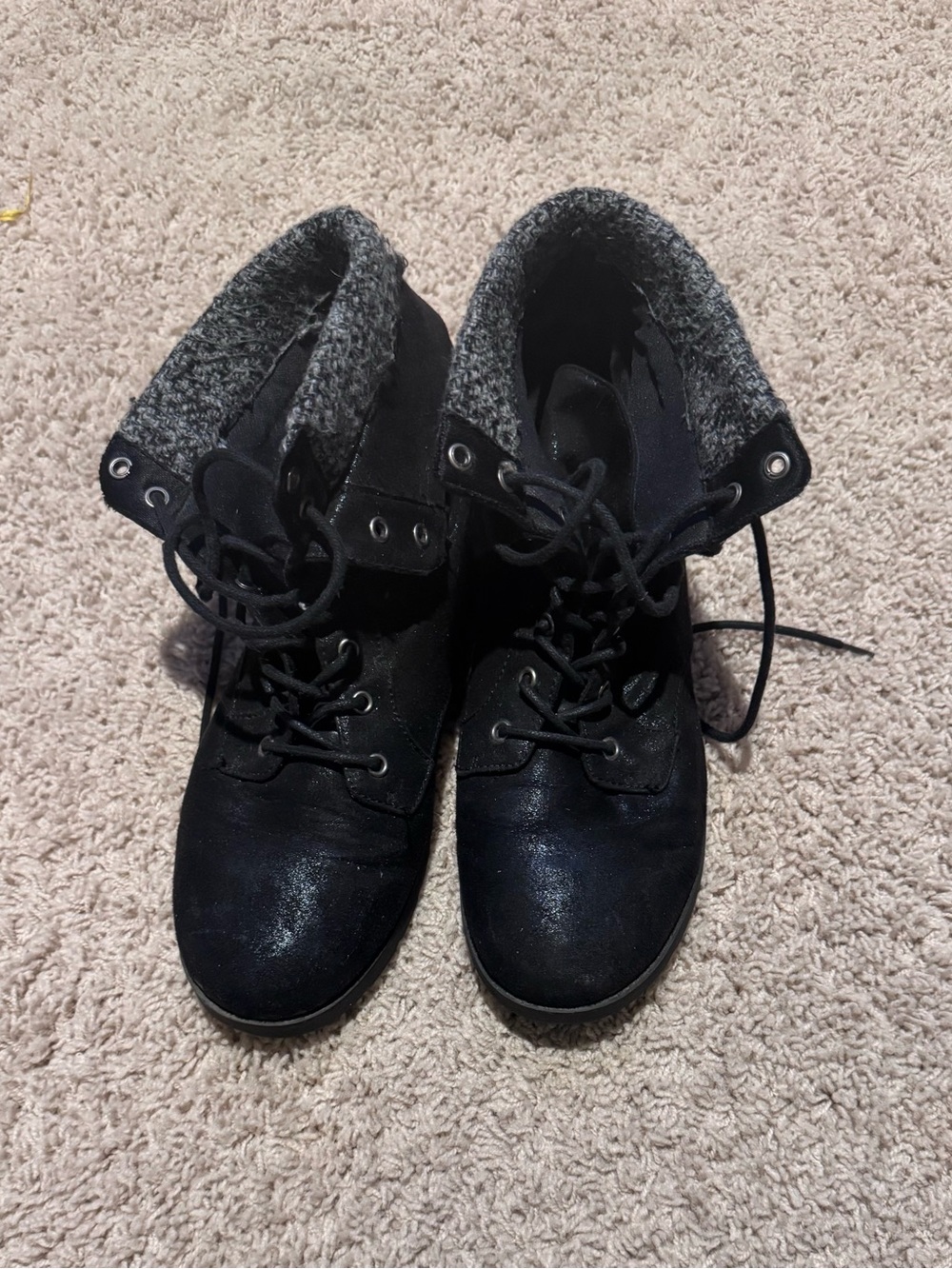 Arizona Jean Company Black Lace-Up Fold-Over Ankle Boots